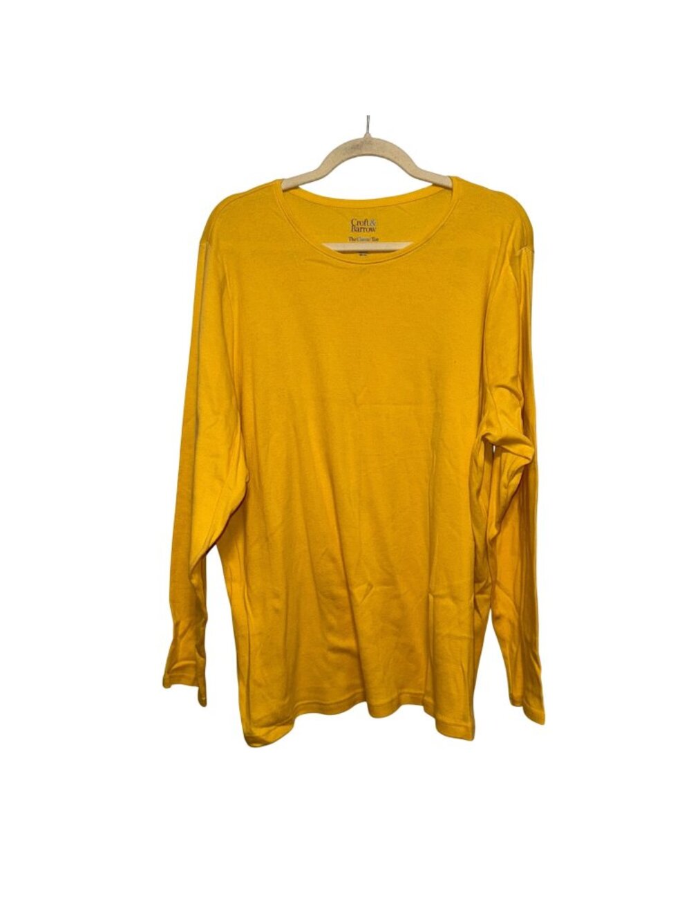 Croft & Barrow Womens Plus Yellow Long Sleeve Classic Tee 2X Casual Cotton Top